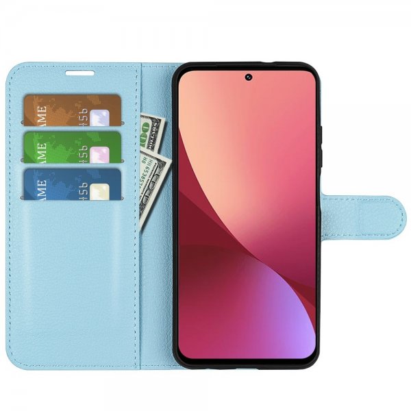 Xiaomi 12 Pro Fodral Litchi Blå