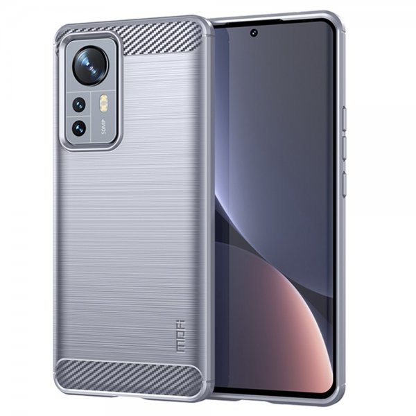 Mofi Xiaomi 12 Pro Skal Borstad Kolfibertextur Grå