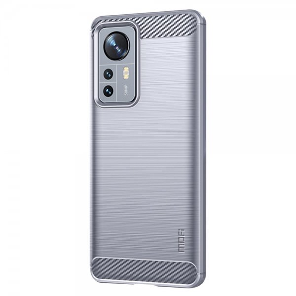 Mofi Xiaomi 12 Pro Skal Borstad Kolfibertextur Grå