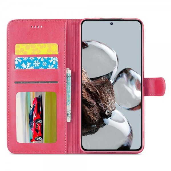 Lc.Imeeke Xiaomi 12T/12T Pro Fodral med Kortfack Stativfunktion Rosa