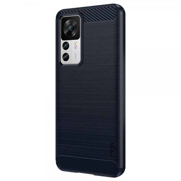 Mofi Xiaomi 12T/12T Pro Skal Borstad Kolfibertextur Blå