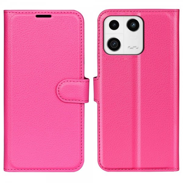 Xiaomi 13 Fodral Litchi Magenta