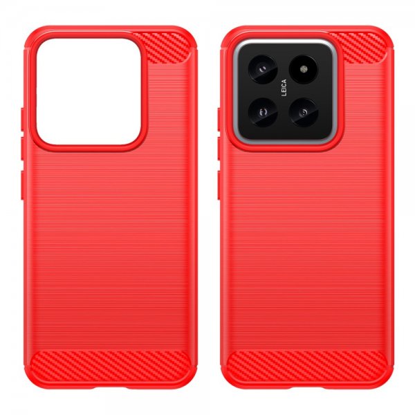 Xiaomi 14 Skal Borstad Kolfibertextur Röd