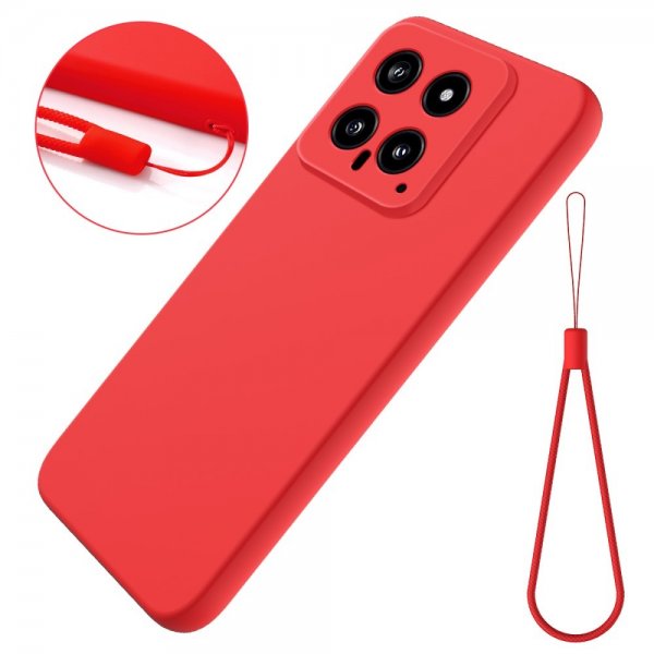 Xiaomi 14 Skal med Strap Silikon Röd