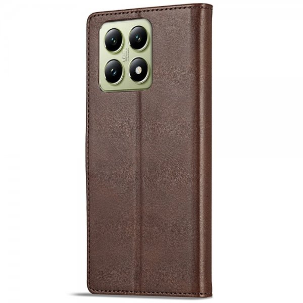 Lc.Imeeke Xiaomi 14T Fodral med Kortfack Stativfunktion Mörkbrun