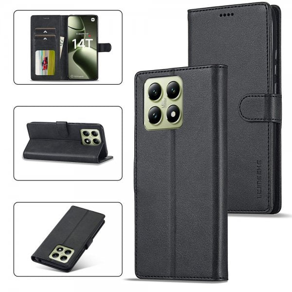 Lc.Imeeke Xiaomi 14T Fodral med Kortfack Stativfunktion Svart