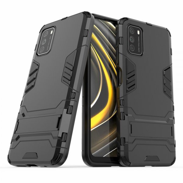 Xiaomi Poco M3 Skal Armor Stativfunktion Svart