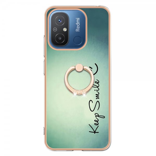 Xiaomi Redmi 12C Skal med Finger Ring Motiv Keep Smile