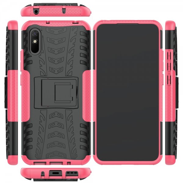 Xiaomi Redmi 9A Skal Däckmönster Stativfunktion Magenta