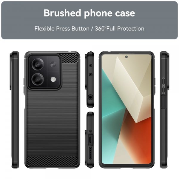 Xiaomi Redmi Note 13 5G Skal Borstad Kolfibertextur Svart