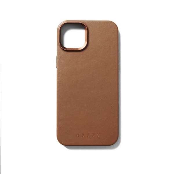 Mujjo iPhone 15 Skal Full Leather Case Dark Tan