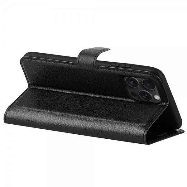 iPhone 16 Pro Fodral Litchi Svart
