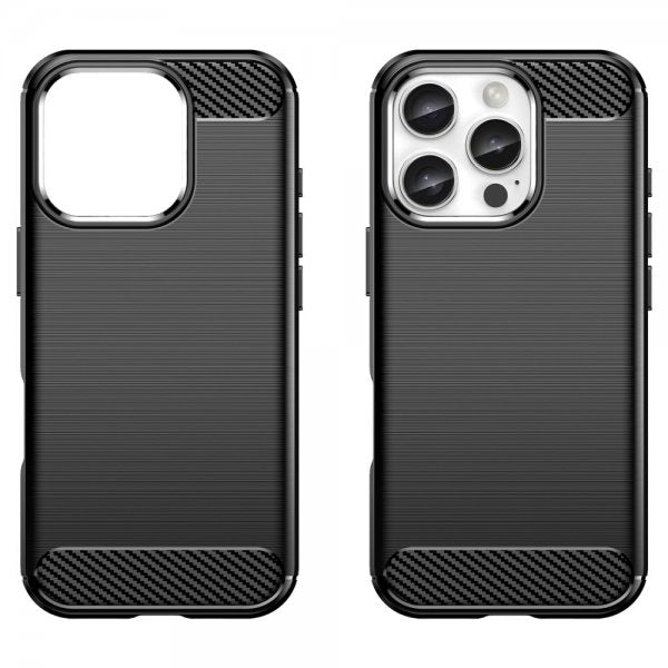 iPhone 16 Pro Max Skal Borstad Kolfibertextur Svart