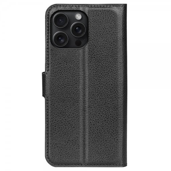 iPhone 16 Pro Max Fodral Litchi Svart