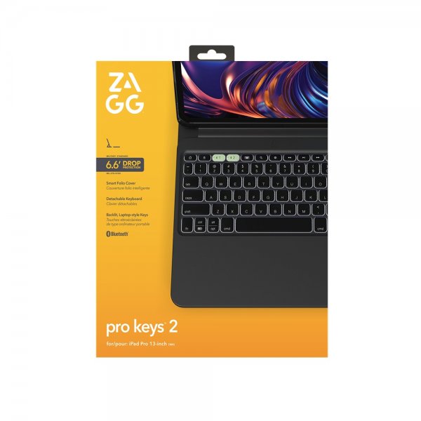 ZAGG iPad Pro 13 (M4/M5) Fodral med Tangentbord Pro Keys 2 Nordic Layout Svart