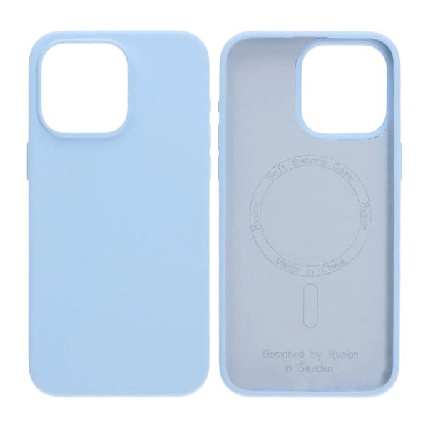 Rvelon iPhone 15 Pro Max Skal Silikon MagSafe Ljusblå