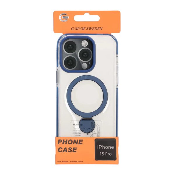 iPhone 15 Pro Skal Ringstativ MagSafe Blå