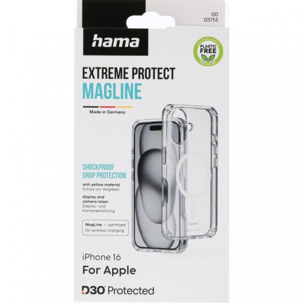 Hama iPhone 16 Skal Extreme Protect MagLine Transparent