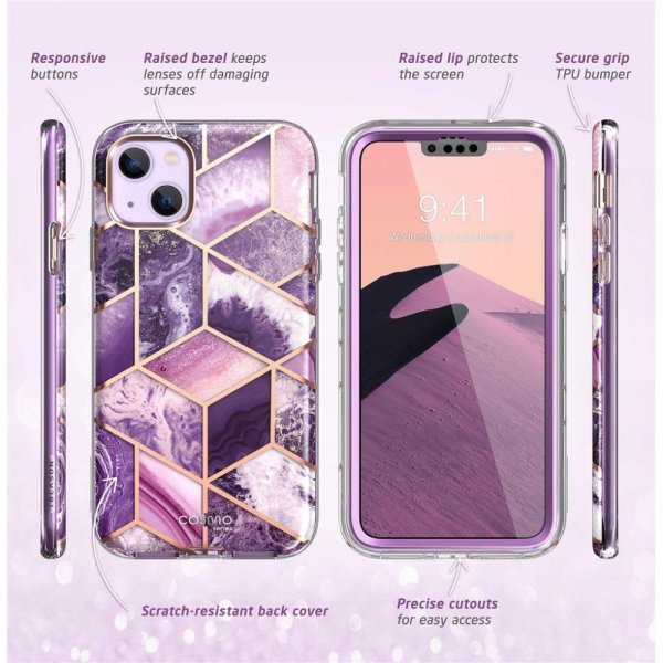 Supcase iPhone 14 Plus Skal Cosmo Purple Marble
