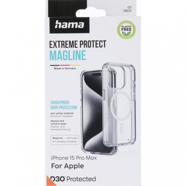 Hama iPhone 15 Pro Max Skal Extreme Protect MagLine Transparent