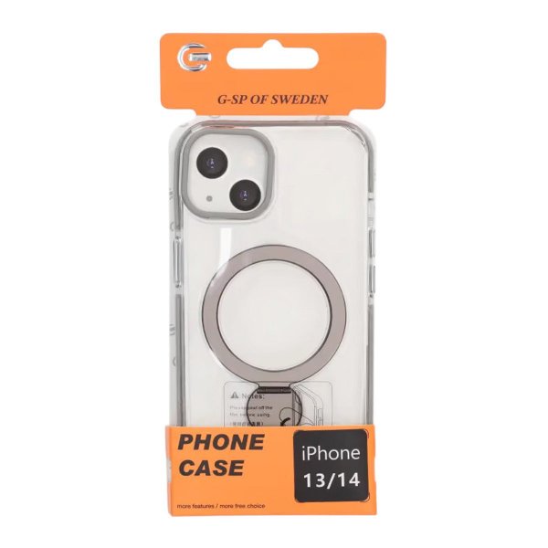 iPhone 13/iPhone 14 Skal Ringstativ MagSafe Svart Transparent