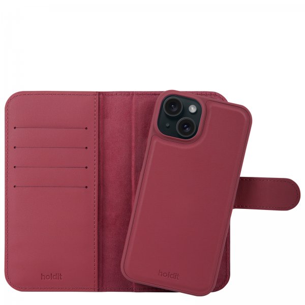 holdit iPhone 13/iPhone 14 Fodral Wallet Case Magnet Plus Red Velvet