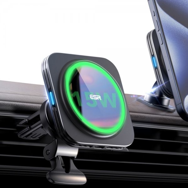 ESR Bilhållare Qi2 Air Vent Wireless Car Charger CryoBoost HaloLock Svart