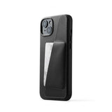Mujjo iPhone 15 Plus Skal Full Leather Wallet Case Svart