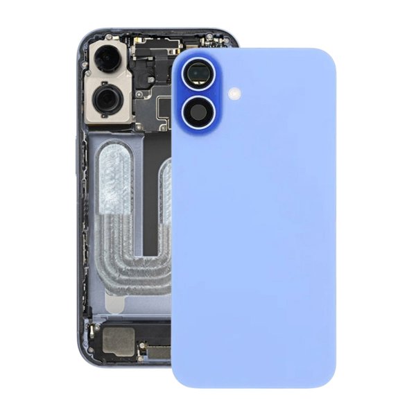 iPhone 16 Plus Baksida Glas med Magnet och Kameralins - Blå