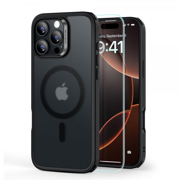 ESR iPhone 16 Pro Max Skal och Skärmskydd Classic Hybrid MagSafe Set Frostad Svart