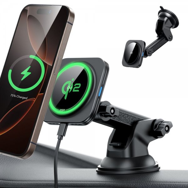 ESR Bilhållare Qi2 Dashboard Wireless Car Charger HaloLock Svart