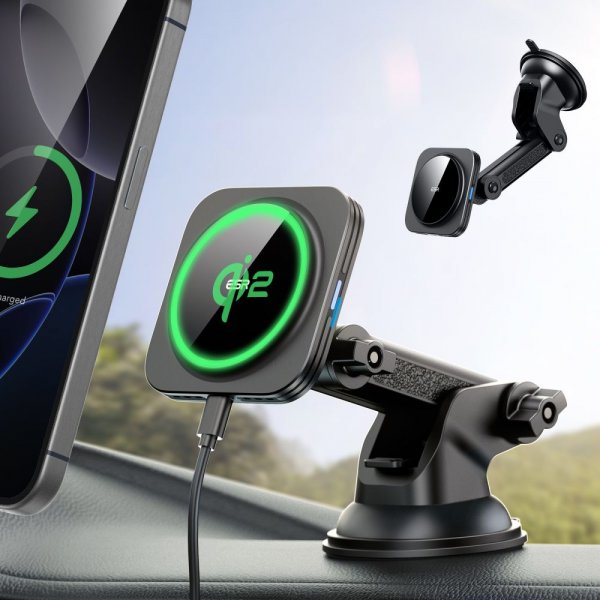 ESR Bilhållare Qi2 Dashboard Wireless Car Charger HaloLock Svart