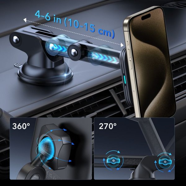 ESR Bilhållare Qi2 Dashboard Wireless Car Charger HaloLock Svart