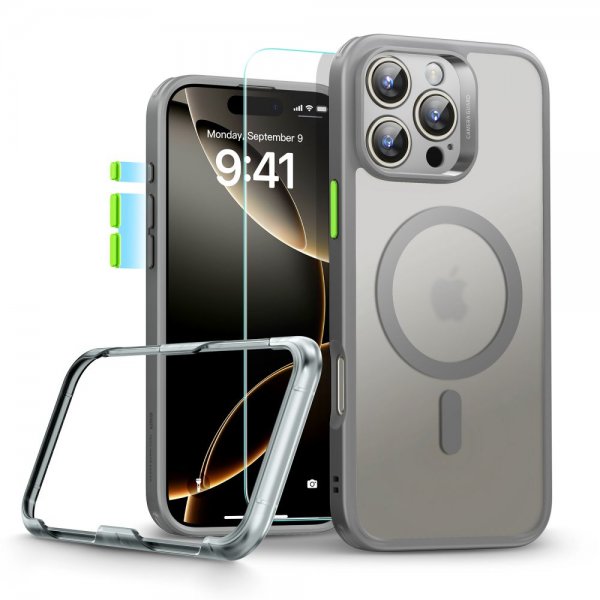 ESR iPhone 16 Pro Max Skal och Skärmskydd Classic Pro MagSafe Set Grå