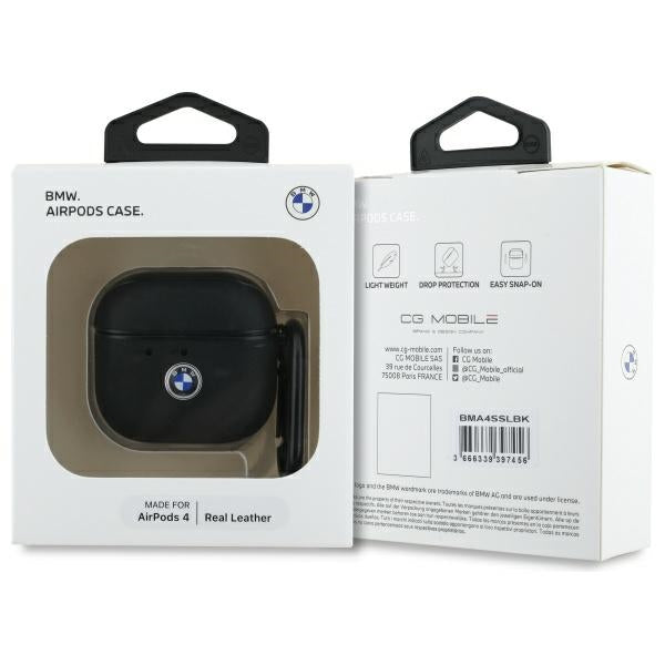 BMW AirPods 4 Skal Äkta Läder Svart