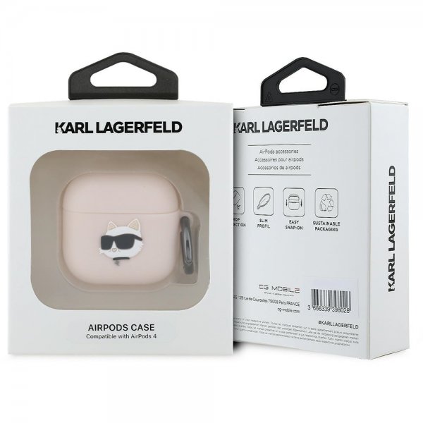Karl Lagerfeld AirPods 4 Skal Choupette 3D Rosa