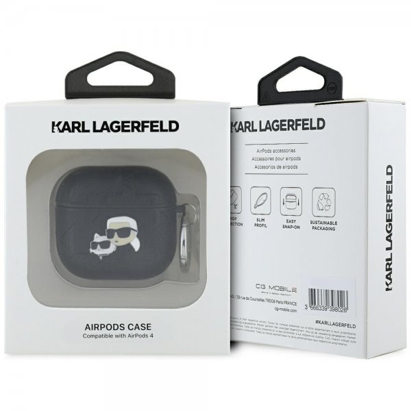 Karl Lagerfeld AirPods 4 Skal Monogram Karl & Choupette Svart