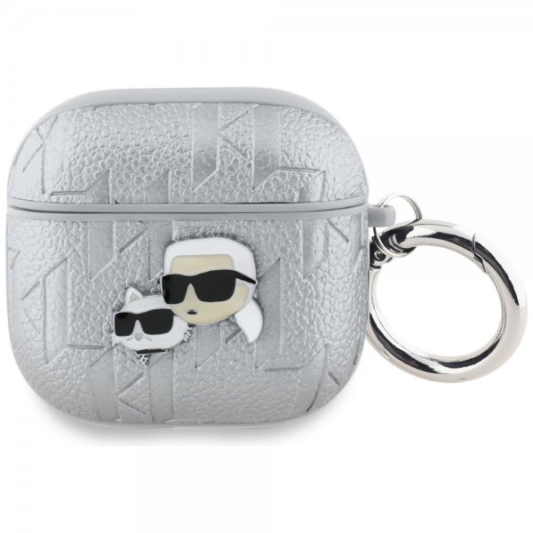 Karl Lagerfeld AirPods 4 Skal Monogram Karl & Choupette Silver