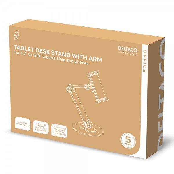 Deltaco Tablet Desk Stand with Arm 4.7" - 12.9"