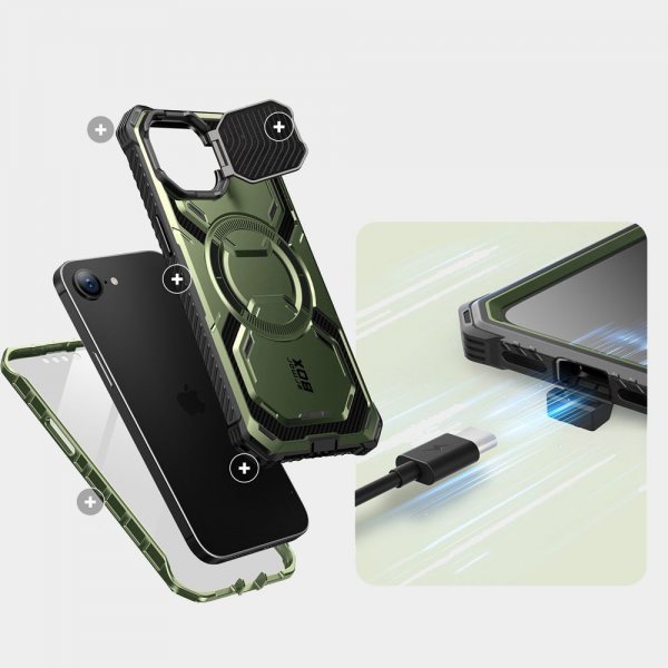 Supcase iPhone 16e/iPhone 17e Skal ArmorBox MagSafe Grön