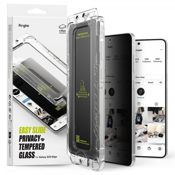 Ringke Samsung Galaxy S25 Edge Skärmskydd Easy Slide Privacy 2-pack