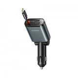 Joyroom 45W Billaddare med inbyggd USB-C kabel & USB-A/USB-C uttag Grå