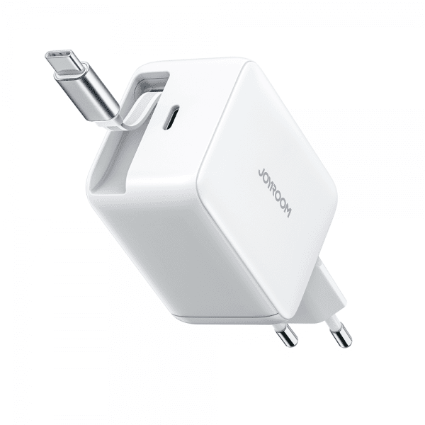 Joyroom 67W Väggladdare med inbyggd USB-C kabel & USB-C uttag Vit