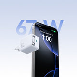 Joyroom 67W Väggladdare med inbyggd USB-C kabel & USB-C uttag Vit