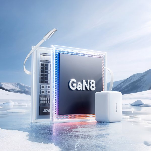 Joyroom 67W Väggladdare med inbyggd USB-C kabel & USB-C uttag Vit