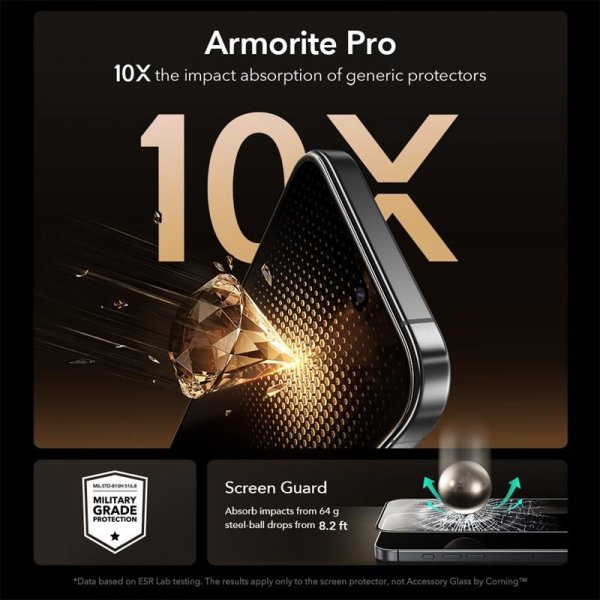 ESR iPhone 16 Pro/iPhone 17 Skärmskydd UltraFit Armorite Pro