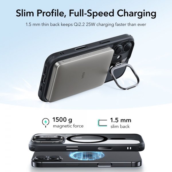 ESR iPhone 17 Skal Classic Hybrid Kickstand MagSafe Svart Transparent