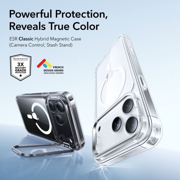 ESR iPhone 17 Pro Max Skal Classic Hybrid Kickstand MagSafe Transparent