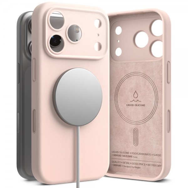 Ringke iPhone 17 Pro Max Skal Silicone Magnetic Pink Sand