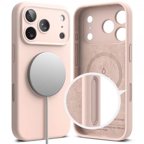 Ringke iPhone 17 Pro Max Skal Silicone Magnetic Pink Sand